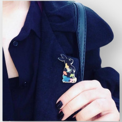 Tavşan ahşap broş