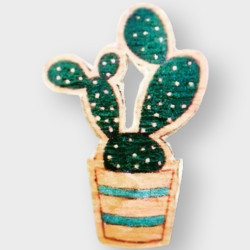 Kaktüs ahşap broş