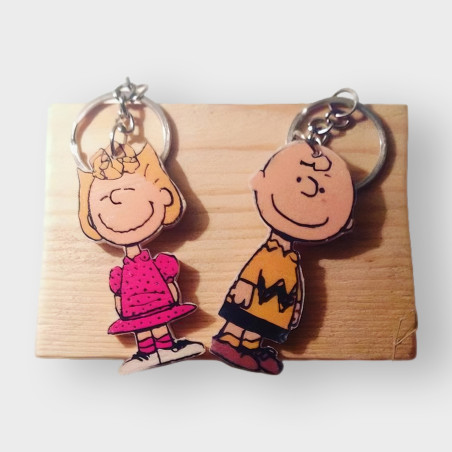 Charlie ve sally brown ahşap anahtarlık